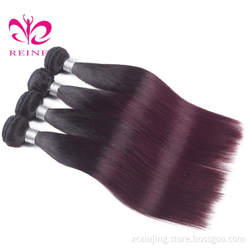 Wholesale Hair Bundles Reine Brazil Ombre Color 99J Hair Weave Virgin Straight 4 Bundles double drawn human hair wigs